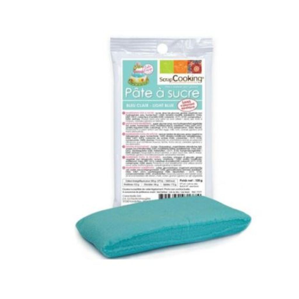 Pâte à sucre bleu ciel 100 g - Visuel 0